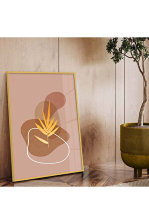 Gümüş Metal Çerçeveli Kolaj Çizim Soyut Tema Kırılmaz Cam Tablo