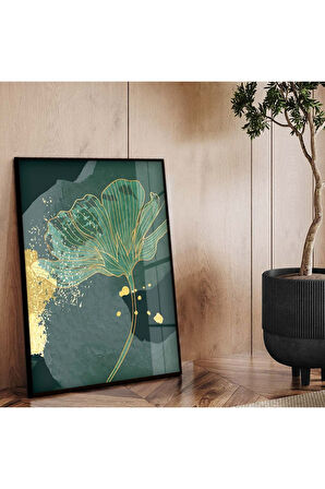 Gümüş Metal Çerçeveli Kolaj Çizim Çiçek Kırılmaz Cam Tablo