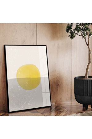 Gümüş Metal Çerçeveli Kolaj Çizim Soyut Tema Kırılmaz Cam Tablo