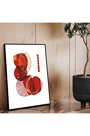 Siyah Metal Çerçeveli Kolaj Çizim Soyut Tema Kırılmaz Cam Tablo