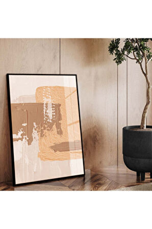 Gümüş Metal Çerçeveli Modern Çizim Soyut Tema Kırılmaz Cam Tablo