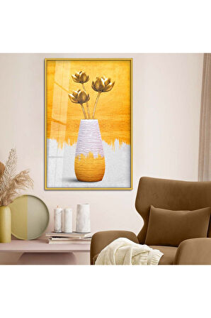 Gümüş Metal Çerçeveli Soyut Tema Modern Çizim Kırılmaz Cam Tablo