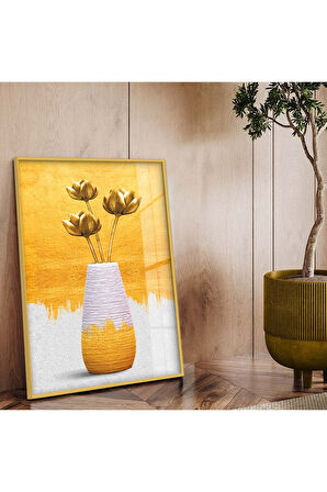 Gümüş Metal Çerçeveli Soyut Tema Modern Çizim Kırılmaz Cam Tablo