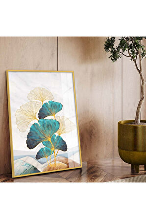 Gümüş Metal Çerçeveli Modern Çizim Çiçek Desen Kırılmaz Cam Tablo