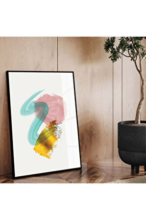 Siyah Metal Çerçeveli Modern Çizim Soyut Tema Kırılmaz Cam Tablo