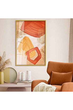 Siyah Metal Çerçeveli Soyut Tema Modern Çizim Kırılmaz Cam Tablo