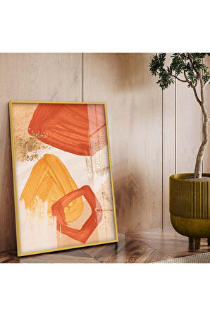 Siyah Metal Çerçeveli Soyut Tema Modern Çizim Kırılmaz Cam Tablo