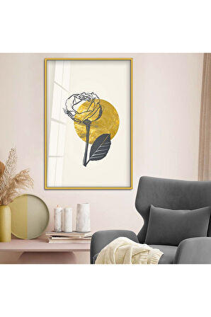Gümüş Metal Çerçeveli Modern Çizim Gül Tema Kırılmaz Cam Tablo