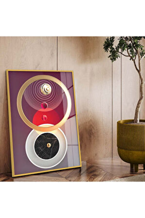 Siyah Metal Çerçeveli Geometrik Çizim Soyut Tema Kırılmaz Cam Tablo