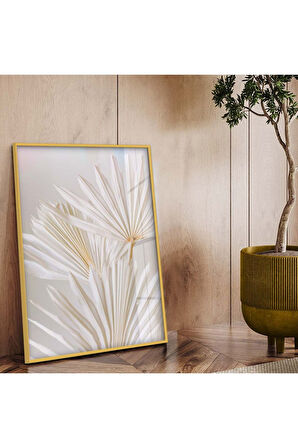 Siyah Metal Çerçeveli Beyaz Çiçek Kırılmaz Cam Tablo