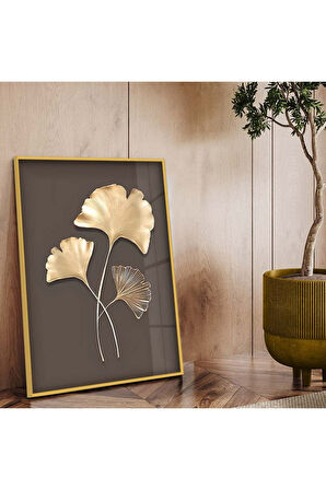 Siyah Metal Çerçeveli Modern Çizim Çiçek Tema Kırılmaz Cam Tablo