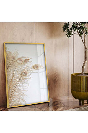 Gümüş Metal Çerçeveli Kurutulmuş Çiçek Kırılmaz Cam Tablo