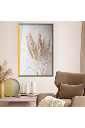 Gümüş Metal Çerçeveli Kurutulmuş Çiçek Kırılmaz Cam Tablo