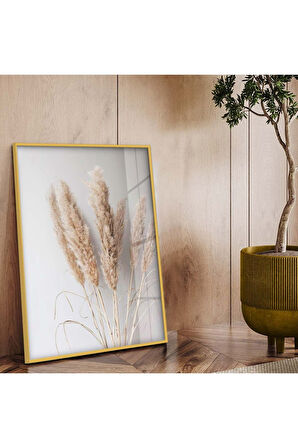 Gümüş Metal Çerçeveli Kurutulmuş Çiçek Kırılmaz Cam Tablo