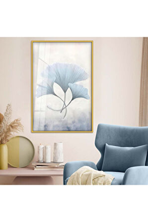 Siyah Metal Çerçeveli Beyaz Çiçek Kırılmaz Cam Tablo