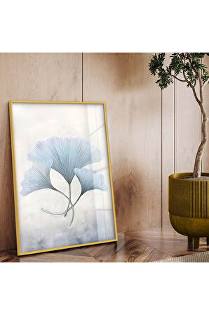 Siyah Metal Çerçeveli Beyaz Çiçek Kırılmaz Cam Tablo