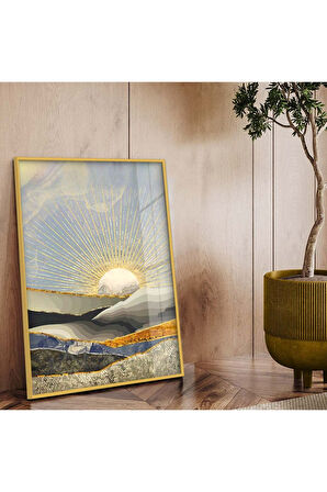 Siyah Metal Çerçeveli Soyut Çizim Kırılmaz Cam Tablo