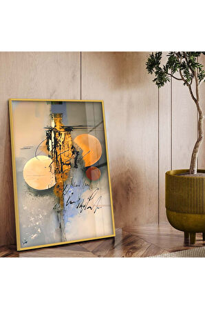 Siyah Metal Çerçeveli Modern Çizim Kırılmaz Cam Tablo