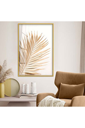 Siyah Metal Çerçeveli Modern Çizim Renkli Yaprak Kırılmaz Cam Tablo