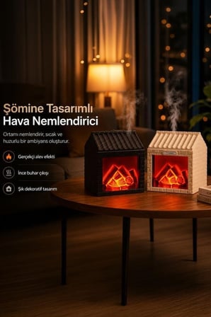 Delux Serisi Cihaz Ofisler Nostalji H9 Şömine Efektli Sessiz Ultrasonik 200 ML