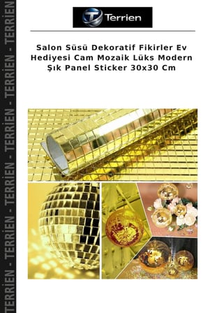 Salon Süsü Dekoratif Fikirler Ev Hediyesi Cam Mozaik Lüks Modern Şık Panel Sticker 30x30 Cm