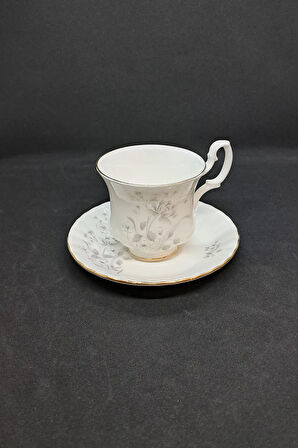 Duman Gri Bone China England Vintage Duble Kahve Fincanı 180 ml