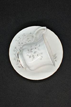 Duman Gri Bone China England Vintage Duble Kahve Fincanı 180 ml