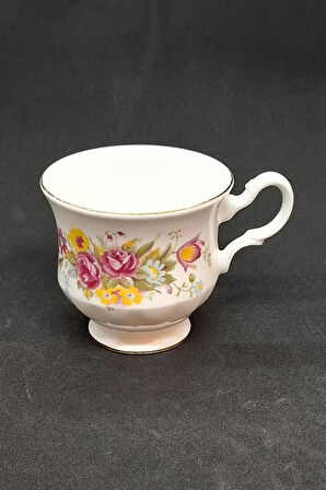 Royal Kent Kırmızı Sarı Vintage Duble Kahve Fincanı TEK FİNCAN 180 ml