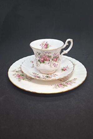 Lavender Rose Bone China Antika Duble Boy Kahve Fincanı 3 Parça 180 ml