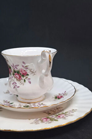 Lavender Rose Bone China Antika Duble Boy Kahve Fincanı 3 Parça 180 ml
