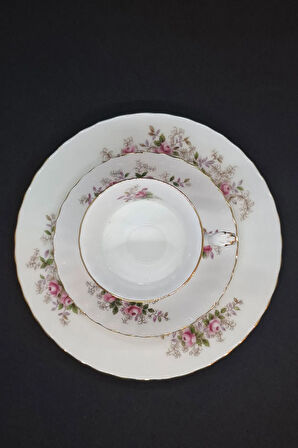 Lavender Rose Bone China Antika Duble Boy Kahve Fincanı 3 Parça 180 ml