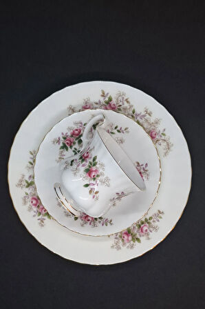 Lavender Rose Bone China Antika Duble Boy Kahve Fincanı 3 Parça 180 ml