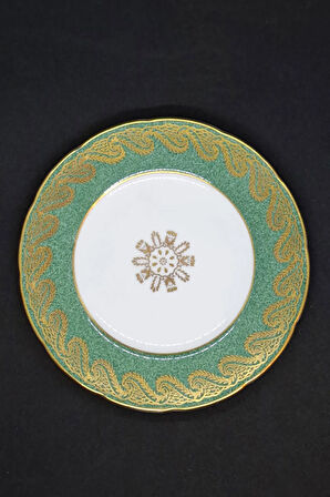 Foley Bone China İngiliz Yeşil Porselen Antika Tatlı Tabağı 15 cm