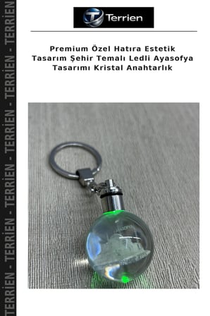 Premium Özel Hatıra Estetik Tasarım Şehir Temalı Ledli Ayasofya Tasarımı Kristal Anahtarlık