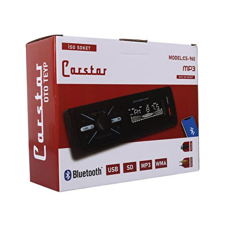 Carstar Cs-960 Çift Usb/sd/fm/aux/bluetooth Kumandalı Oto Teyp 4x60 Watt