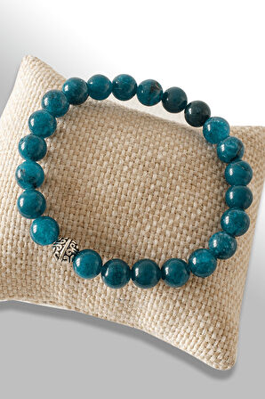 Sertifikalı Koyu Renk Gerçek Apatit Taşı Bileklik - Gümüş Aparatlı