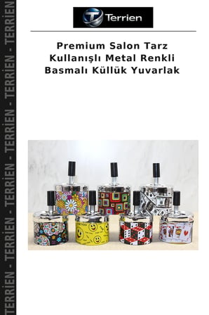 Premium Salon Tarz Kullanışlı Metal Renkli Basmalı Küllük Yuvarlak