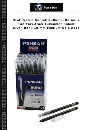 Özel Üretim Günlük Kullanım Karanlık Ton Yazı Aracı Tükenmez Kalem Siyah Renk 10 mm Medium Uç 1 Adet