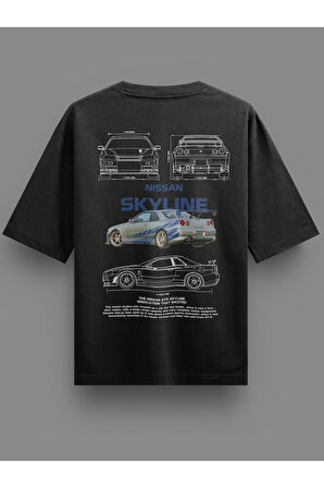 Nissan Skyline Oversize Tshirt Siyah Unisex