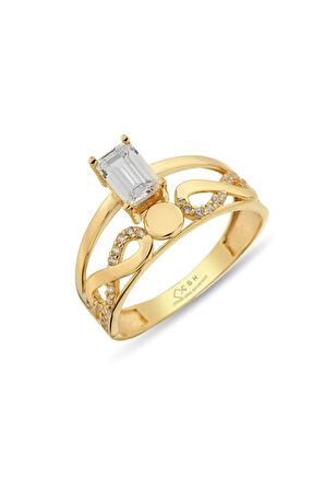 Kadın Sonsuzluk Tektaş Alyans 8 Ayar Altın Yüzük Zy086