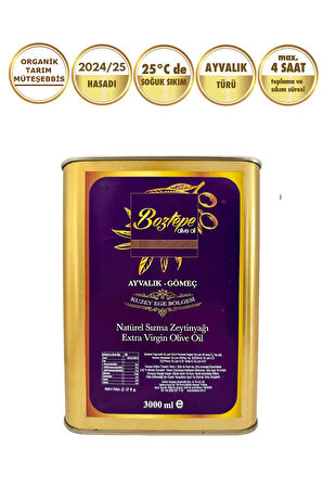 2024/25 3 LT Natürel Sızma Zeytinyağı Soğuk Sıkım Filtresiz         