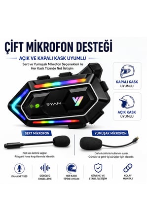 Motosiklet Kask Bluetooth İntercom Kask İnterkom Çift Mikrofonlu 300M HD Ses Cihaz Grup Görüşme