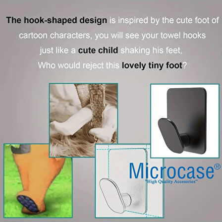 Microcase Yapışkanlı Paslanmaz Çelik Banyo Mutfak Eşya Havlu Vb Metal Askılık - SİYAH AL5180 1 ADET