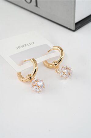 Kadın Vip Seri Baget Zirkon Taşlı Halka  Model Klipsli 2'li Set Küpe