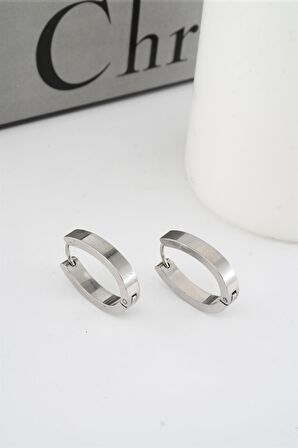Kadın 316 L Paslanmaz Çelik 2,5 cm Elips Model Küpe
