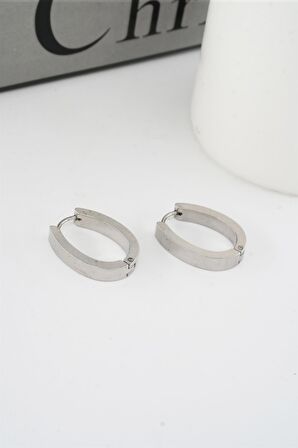 Kadın 316 L Paslanmaz Çelik 2,5 cm Elips Model Küpe