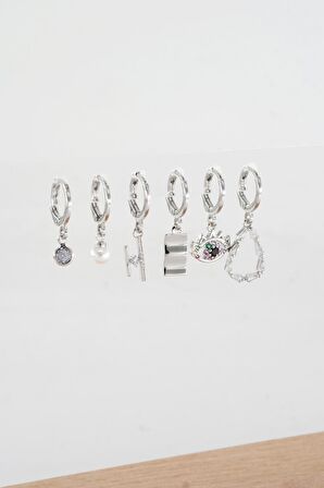 Kadın Vip Seri Baget Zirkon Taşlı 6'lı Küpe Seti