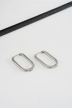 Kadın 316 L Paslanmaz Çelik 2.5 cm Dikdörtgen Model Küpe