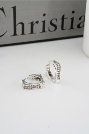 Kadın Vip Seri Zirkon Taşlı 1.6 cm Kare Model Küpe