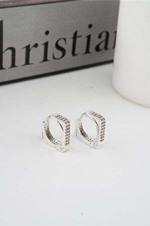 Kadın Vip Seri Zirkon Taşlı 1.6 cm Kare Model Küpe